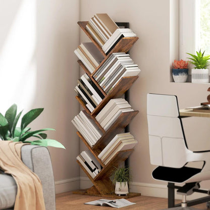 HOMCOM Eight-Section Tree Bookcase - Wood-Effect Additional View 10