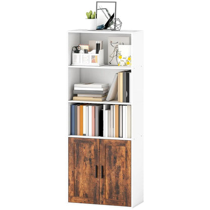 HOMCOM 5-Tier Bookcase with Adjustable Shelf - Rustic Brown Additional View 11