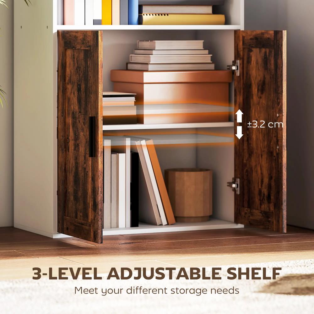 HOMCOM 5-Tier Bookcase with Adjustable Shelf - Rustic Brown Additional View 5