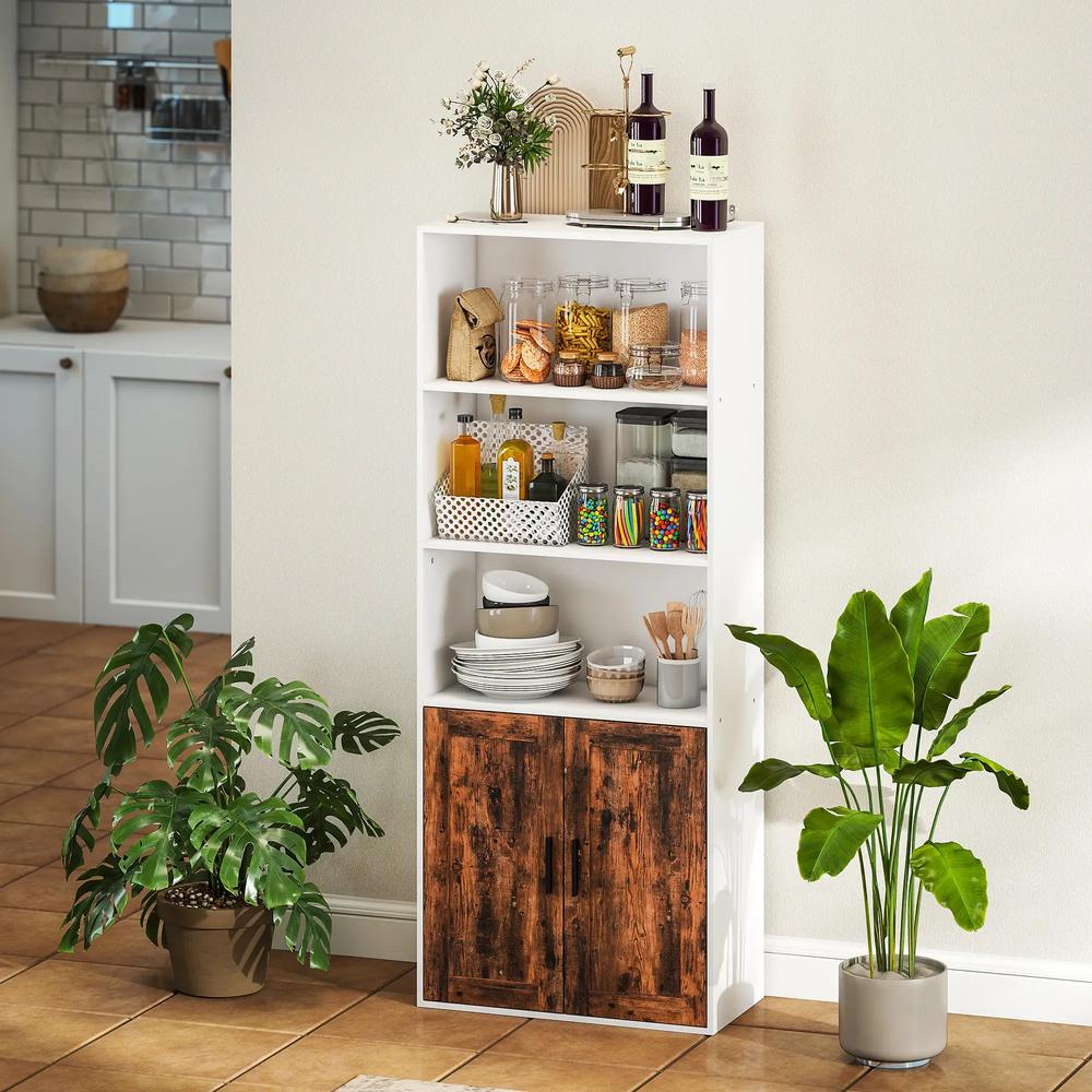 HOMCOM 5-Tier Bookcase with Adjustable Shelf - Rustic Brown Additional View 9