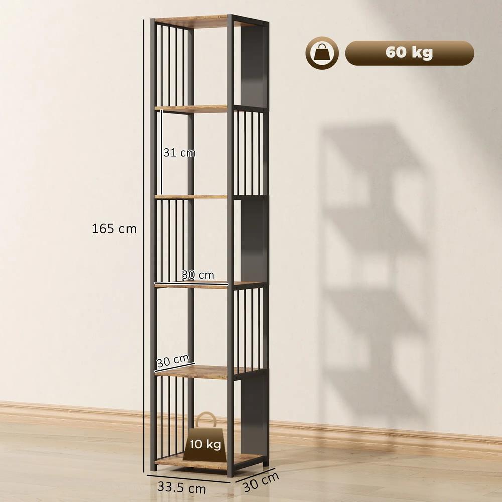 HOMCOM 5-Tier Bookshelf with Steel Frame Additional View 14