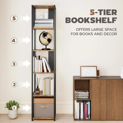 HOMCOM 5-Tier Bookshelf with Steel Frame Additional View 15