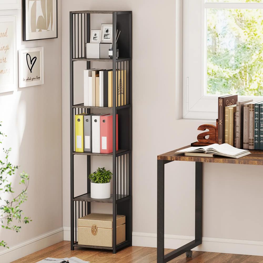 HOMCOM 5-Tier Bookshelf with Steel Frame Additional View 2