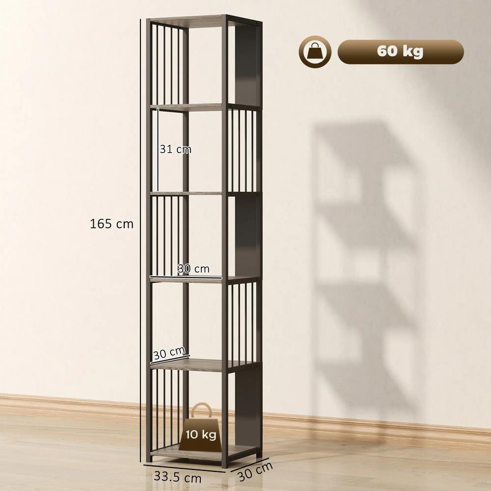 HOMCOM 5-Tier Bookshelf with Steel Frame Additional View 3