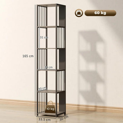 HOMCOM 5-Tier Bookshelf with Steel Frame Additional View 3