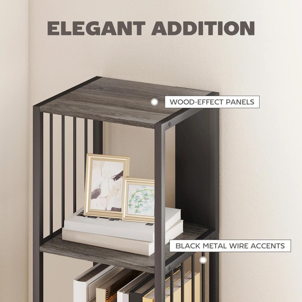 HOMCOM 5-Tier Bookshelf with Steel Frame Additional View 5