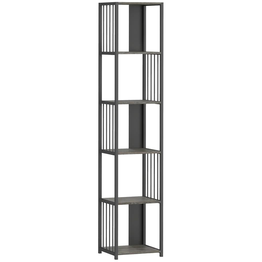 HOMCOM 5-Tier Bookshelf with Steel Frame