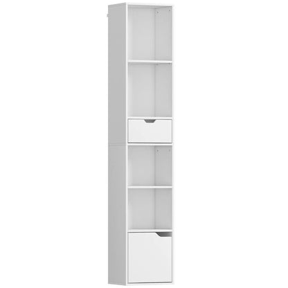 HOMCOM 6-Tier Bookcase, Tall Narrow Bookshelf with Drawer and Door Additional View 12