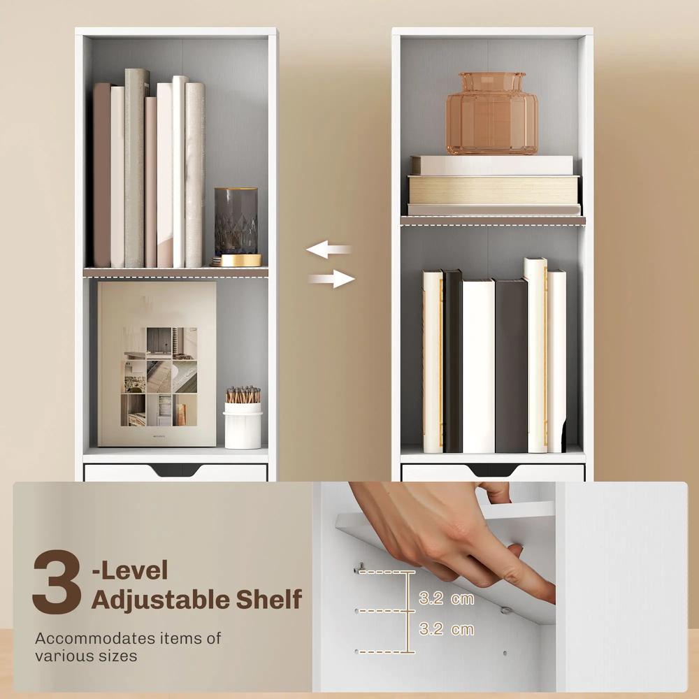 HOMCOM 6-Tier Bookcase, Tall Narrow Bookshelf with Drawer and Door Additional View 16