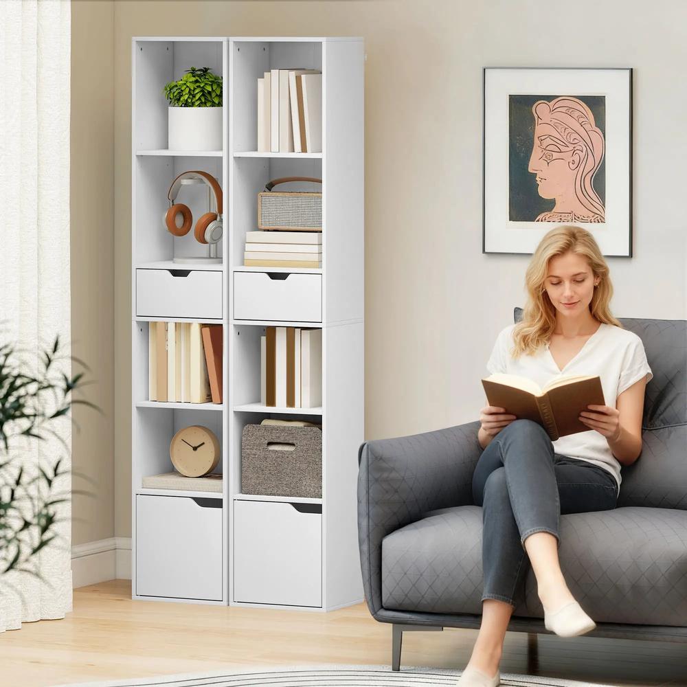 HOMCOM 6-Tier Bookcase, Tall Narrow Bookshelf with Drawer and Door Additional View 18