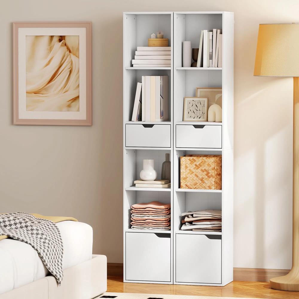 HOMCOM 6-Tier Bookcase, Tall Narrow Bookshelf with Drawer and Door Additional View 19