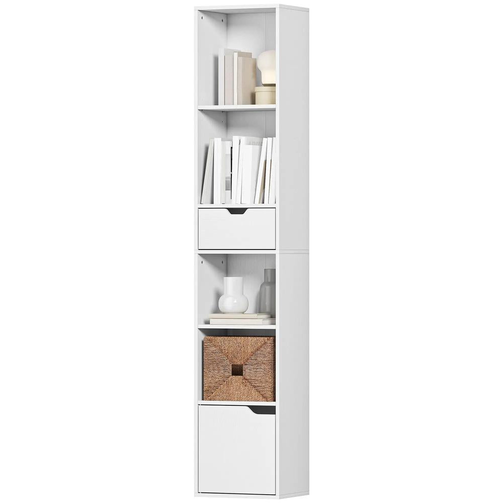 HOMCOM 6-Tier Bookcase, Tall Narrow Bookshelf with Drawer and Door Additional View 22