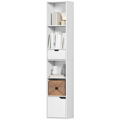 HOMCOM 6-Tier Bookcase, Tall Narrow Bookshelf with Drawer and Door Additional View 22