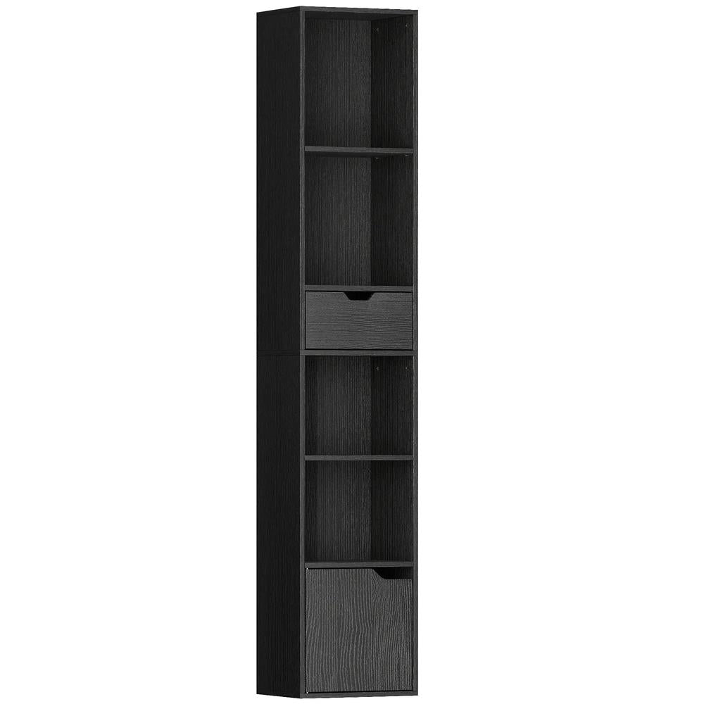 HOMCOM 6-Tier Bookcase, Tall Narrow Bookshelf with Drawer and Door Additional View 23