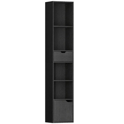 HOMCOM 6-Tier Bookcase, Tall Narrow Bookshelf with Drawer and Door Additional View 23