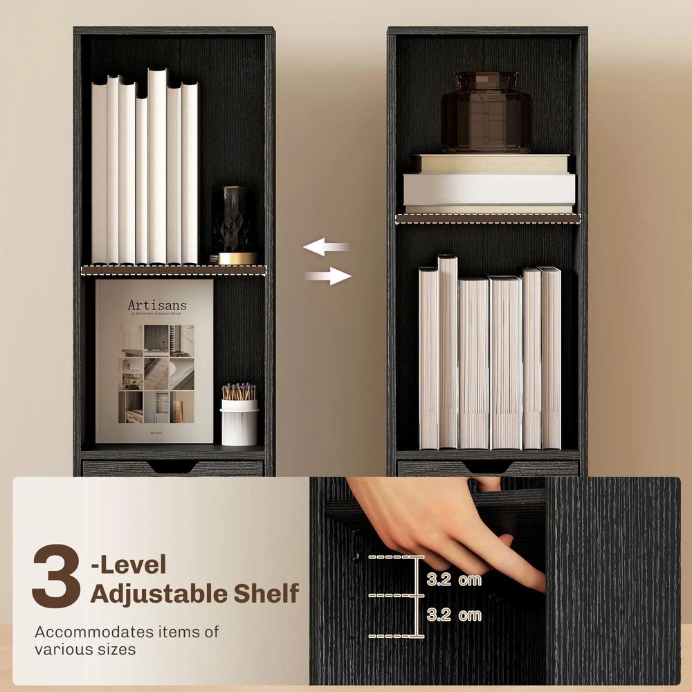 HOMCOM 6-Tier Bookcase, Tall Narrow Bookshelf with Drawer and Door Additional View 27