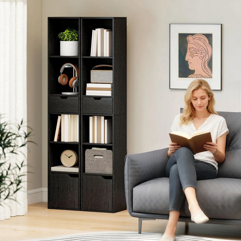 HOMCOM 6-Tier Bookcase, Tall Narrow Bookshelf with Drawer and Door Additional View 29