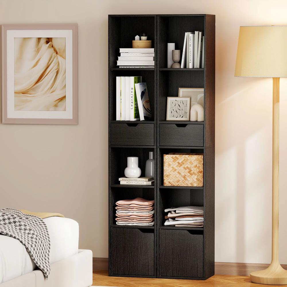 HOMCOM 6-Tier Bookcase, Tall Narrow Bookshelf with Drawer and Door Additional View 30