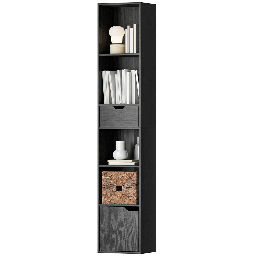 HOMCOM 6-Tier Bookcase, Tall Narrow Bookshelf with Drawer and Door Additional View 33