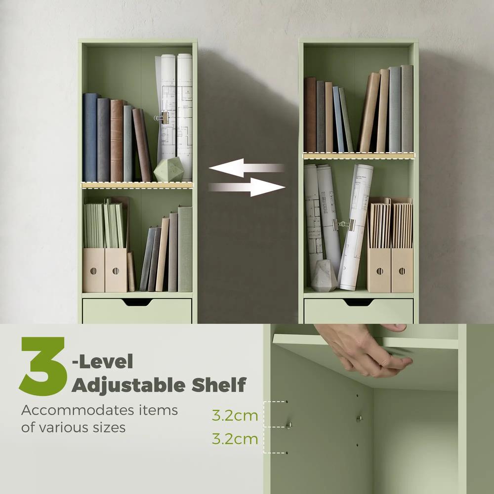 HOMCOM 6-Tier Bookcase, Tall Narrow Bookshelf with Drawer and Door Additional View 38