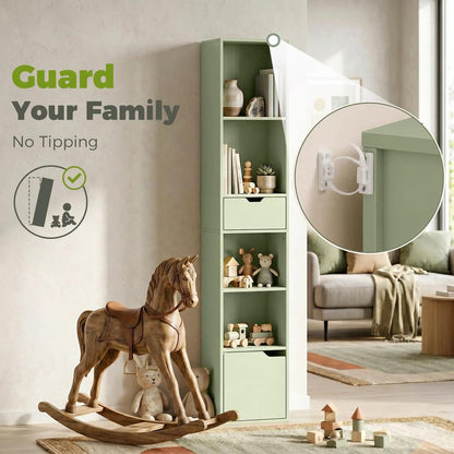 HOMCOM 6-Tier Bookcase, Tall Narrow Bookshelf with Drawer and Door Additional View 39