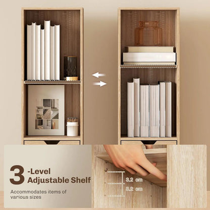 HOMCOM 6-Tier Bookcase, Tall Narrow Bookshelf with Drawer and Door Additional View 5