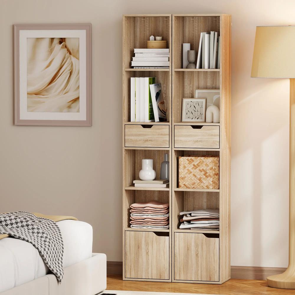 HOMCOM 6-Tier Bookcase, Tall Narrow Bookshelf with Drawer and Door Additional View 8