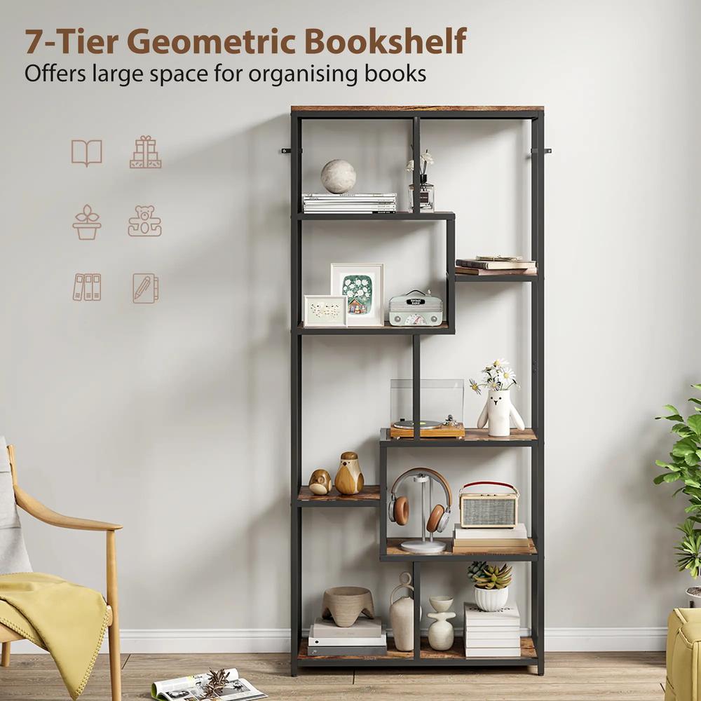 HOMCOM Seven-Tier Geometric Bookcase Additional View 4