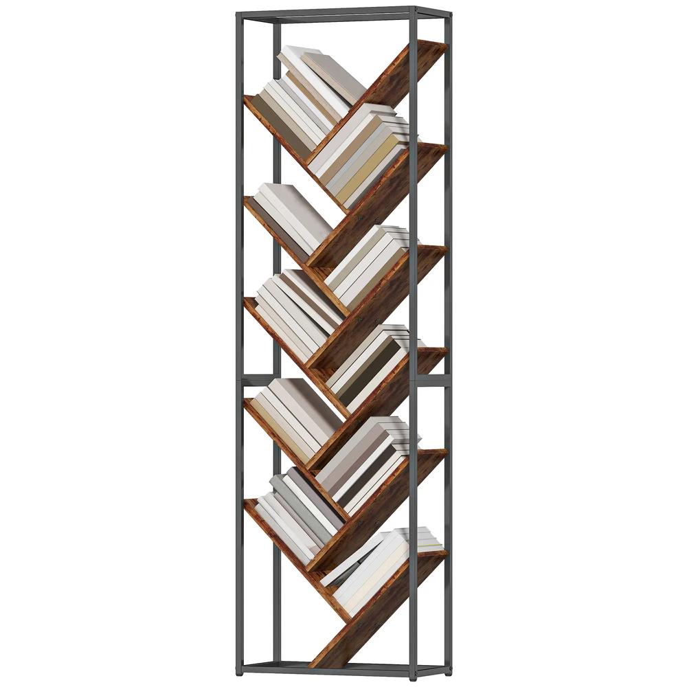 HOMCOM 10 Shelf Industrial-Style Bookshelf Additional View 11