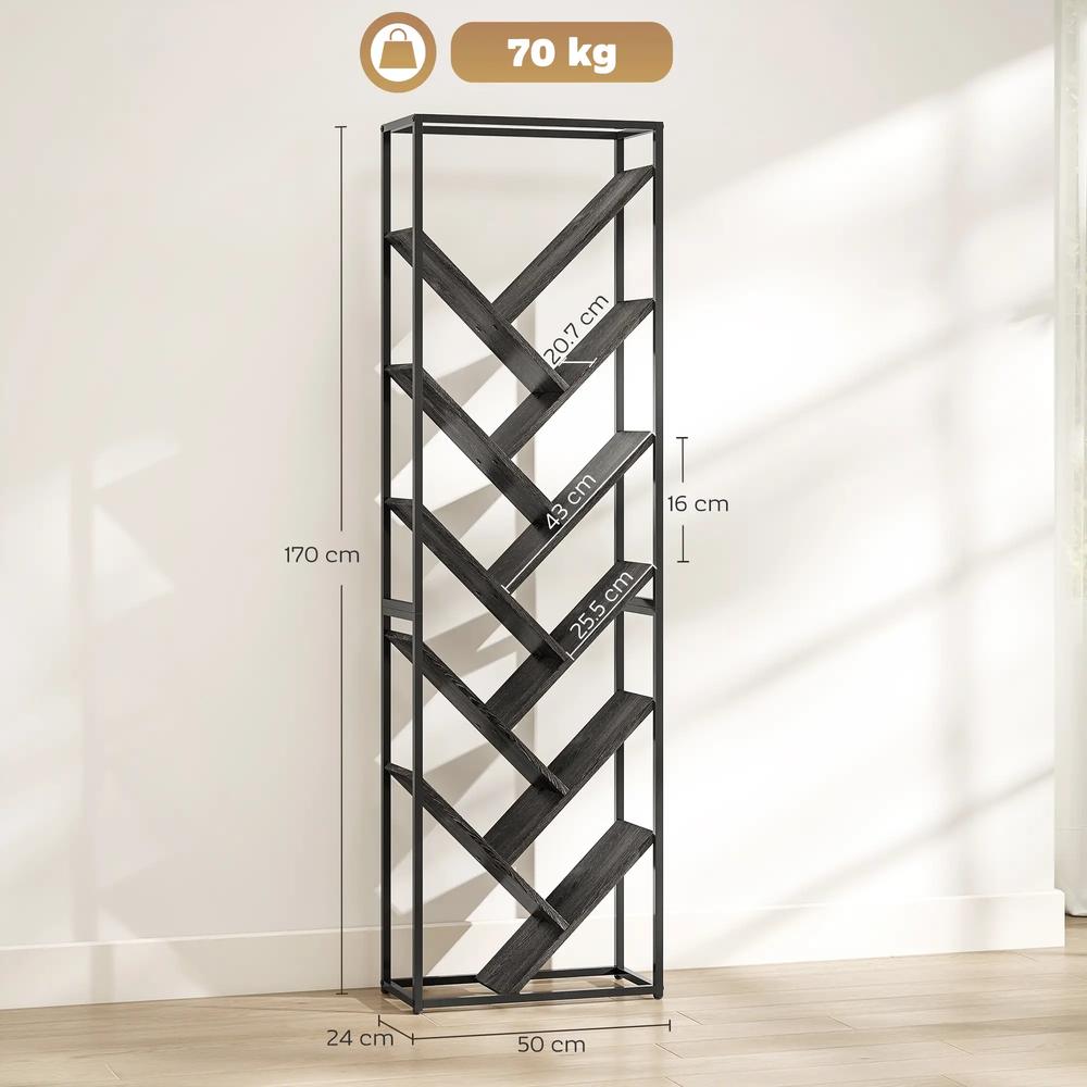 HOMCOM 10 Shelf Industrial-Style Bookshelf Additional View 14