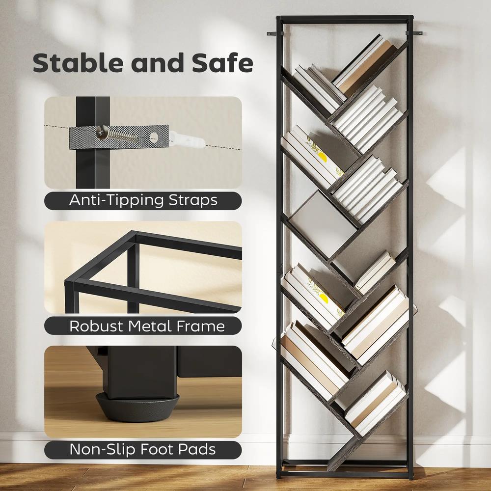 HOMCOM 10 Shelf Industrial-Style Bookshelf Additional View 18