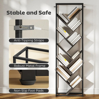 HOMCOM 10 Shelf Industrial-Style Bookshelf Additional View 18