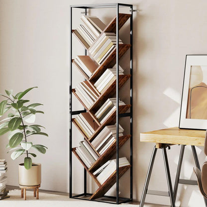 HOMCOM 10 Shelf Industrial-Style Bookshelf Additional View 2