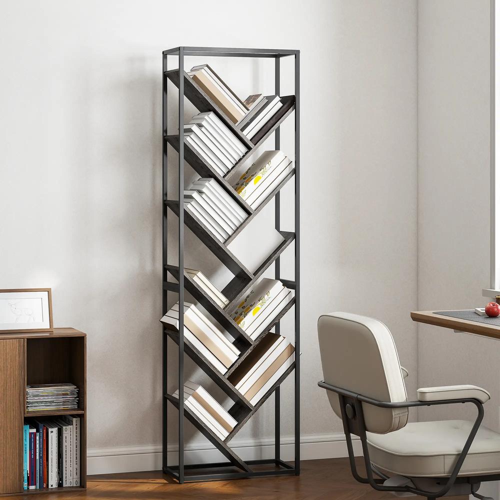 HOMCOM 10 Shelf Industrial-Style Bookshelf Additional View 21