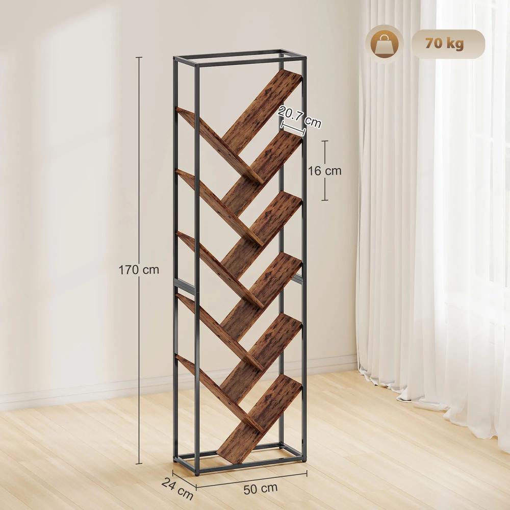 HOMCOM 10 Shelf Industrial-Style Bookshelf Additional View 3