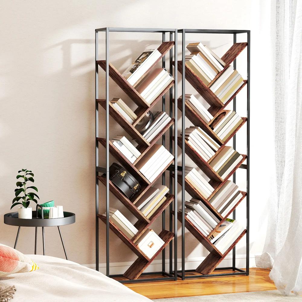 HOMCOM 10 Shelf Industrial-Style Bookshelf Additional View 8