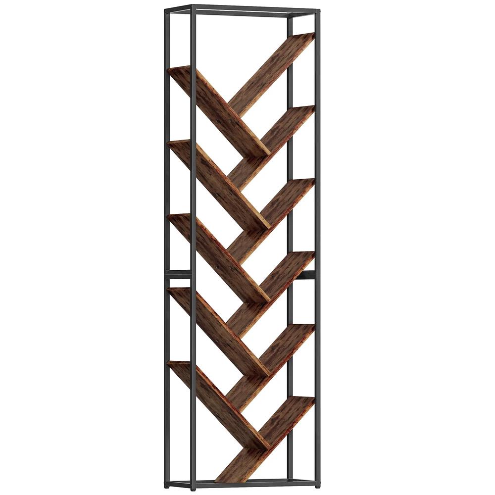 HOMCOM 10 Shelf Industrial-Style Bookshelf