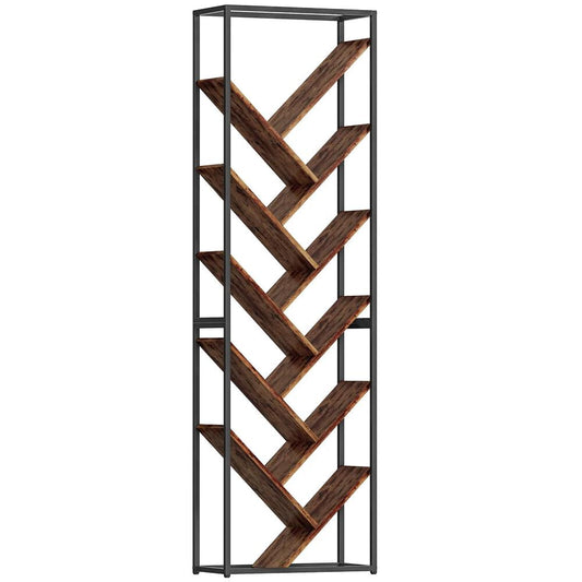 HOMCOM 10 Shelf Industrial-Style Bookshelf