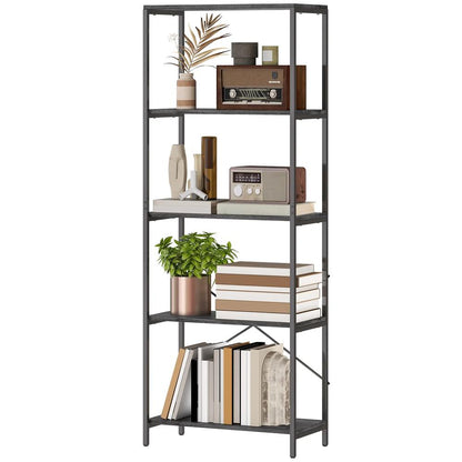 HOMCOM 5-Tier Bookshelf, Industrial Bookcase with Metal Frame Additional View 11