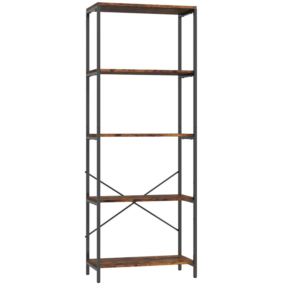 HOMCOM 5-Tier Bookshelf, Industrial Bookcase with Metal Frame Additional View 12