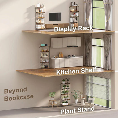 HOMCOM 5-Tier Bookshelf, Industrial Bookcase with Metal Frame Additional View 17