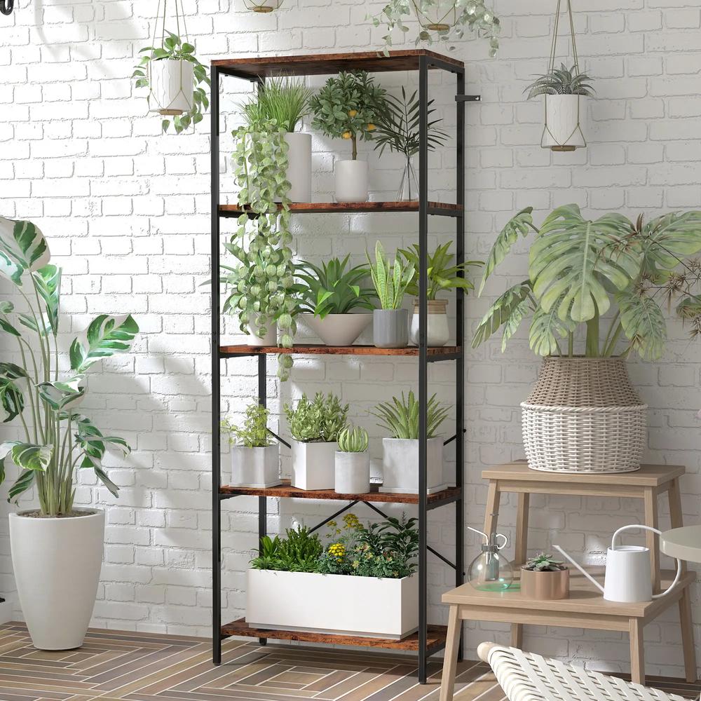 HOMCOM 5-Tier Bookshelf, Industrial Bookcase with Metal Frame Additional View 18