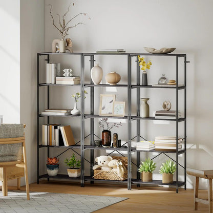 HOMCOM 5-Tier Bookshelf, Industrial Bookcase with Metal Frame Additional View 9