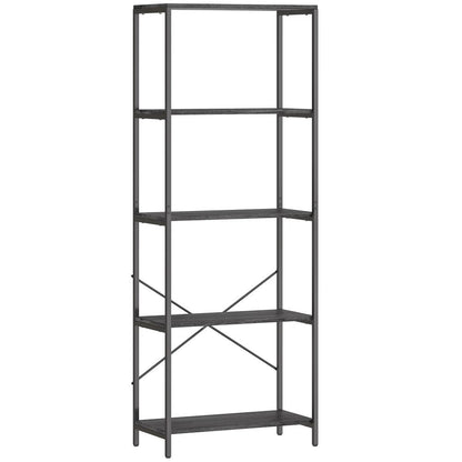 HOMCOM 5-Tier Bookshelf, Industrial Bookcase with Metal Frame