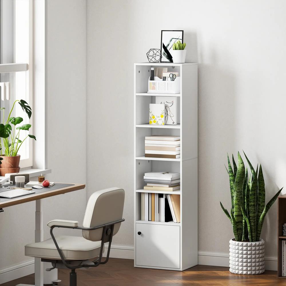 HOMCOM 6-Tier 156 cm Tall Bookcase - White Additional View 2