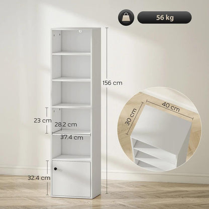 HOMCOM 6-Tier 156 cm Tall Bookcase - White Additional View 3