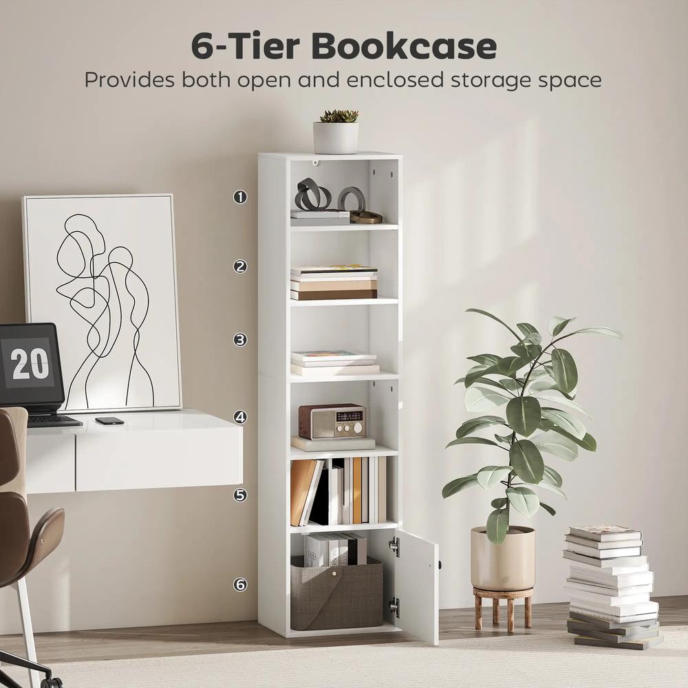 HOMCOM 6-Tier 156 cm Tall Bookcase - White Additional View 4