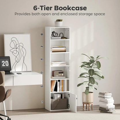 HOMCOM 6-Tier 156 cm Tall Bookcase - White Additional View 4