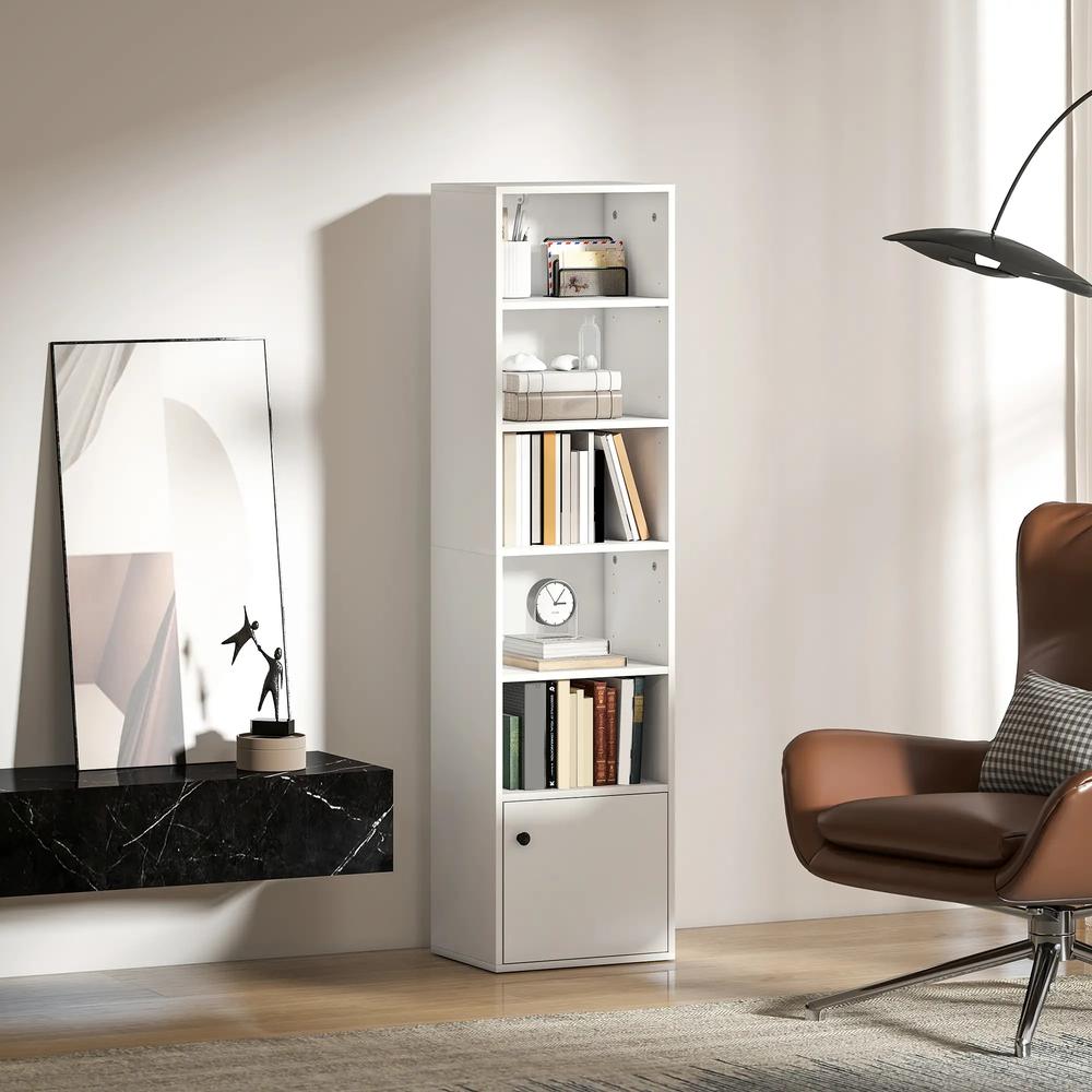 HOMCOM 6-Tier 156 cm Tall Bookcase - White Additional View 7