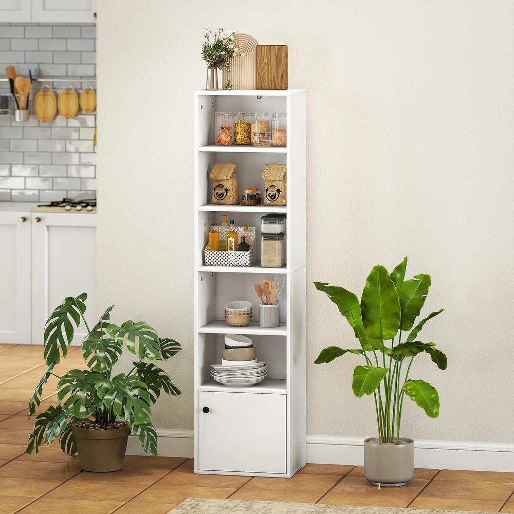 HOMCOM 6-Tier 156 cm Tall Bookcase - White Additional View 8